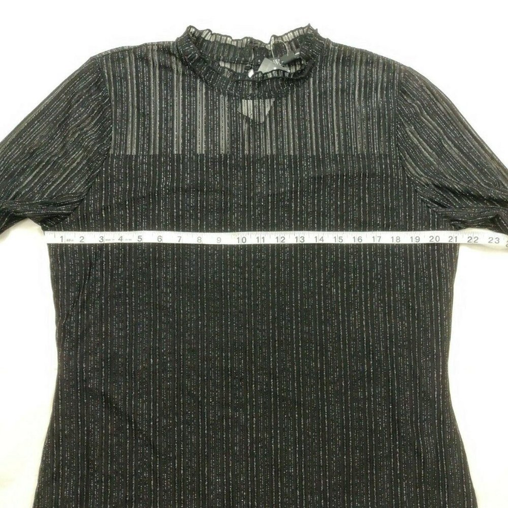 NWT INC Black Silver Mock-Neck Shine Top XXL - Picture 6 of 13